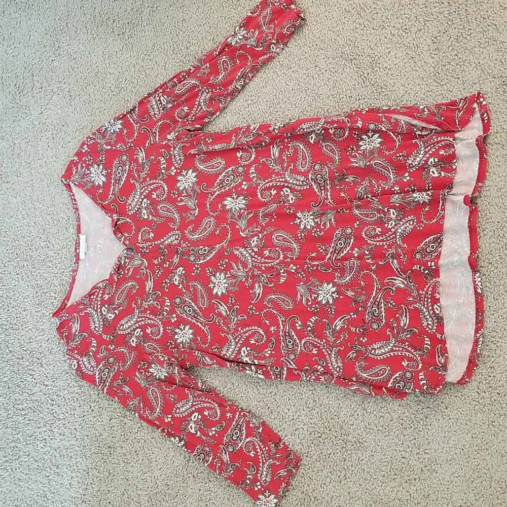 J.Jill Small Paisley Button Casual Colorful Lightweight Fall Top